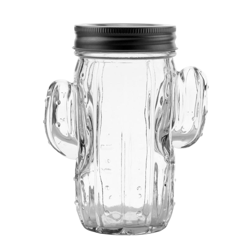 Cactus Drinking Jar with silver lid 414ml