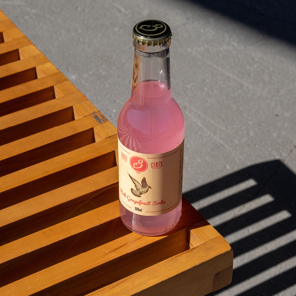 Three Cents Pink Grapefruit Soda 200 ml, 24 stk