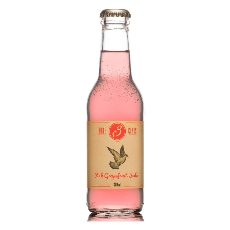 Three Cents Pink Grapefruit Soda 200 ml, 24 stk