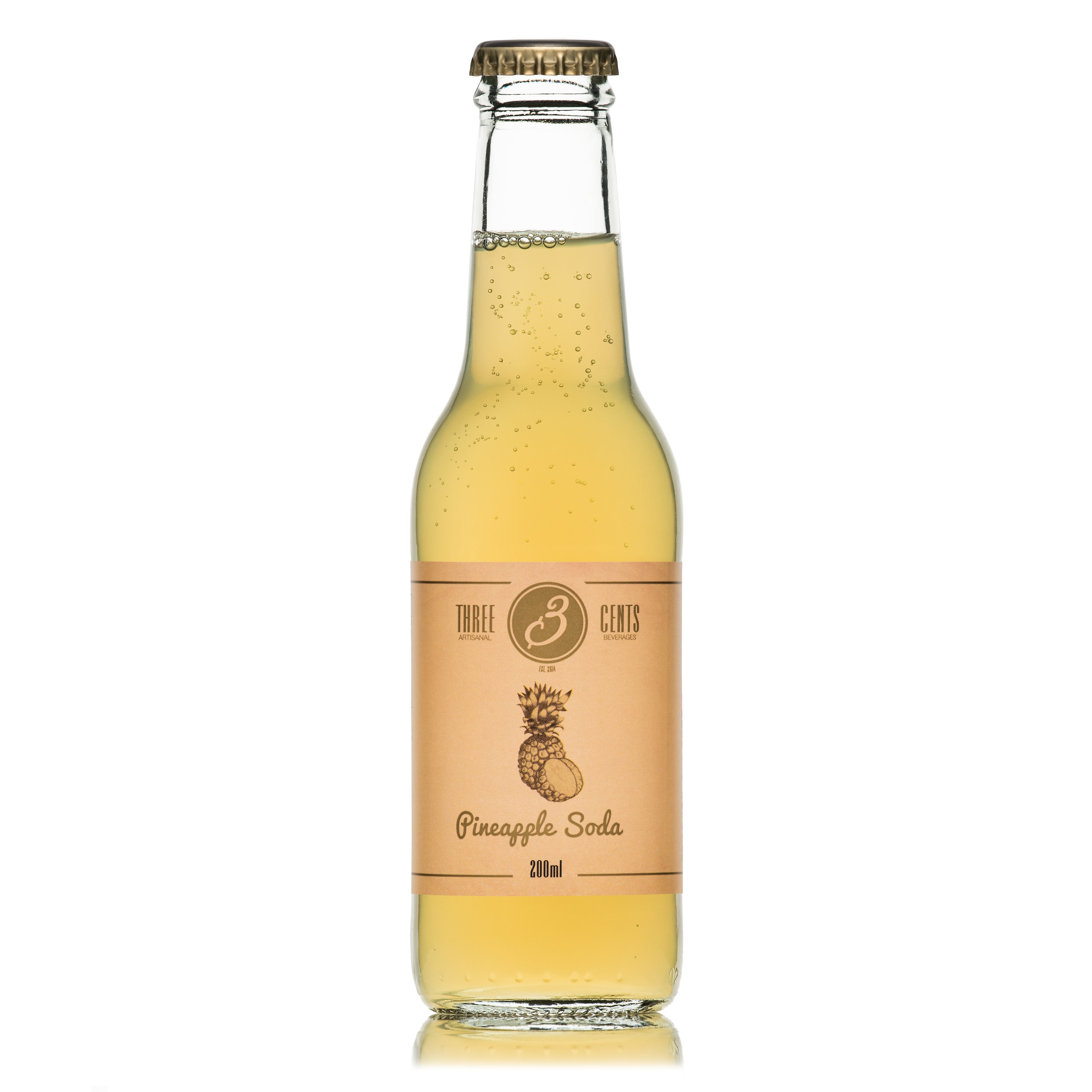 Three Cents Pineapple Soda 200 ml, 24 stk
