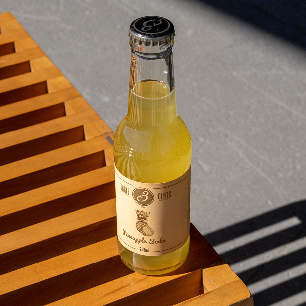 Three Cents Pineapple Soda 200 ml, 24 stk