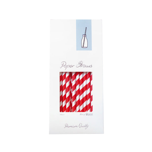 Paper Straw Red/White Ø 8 x 255 mm